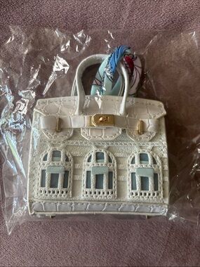 White Top Handle Bag Charm or Ornament